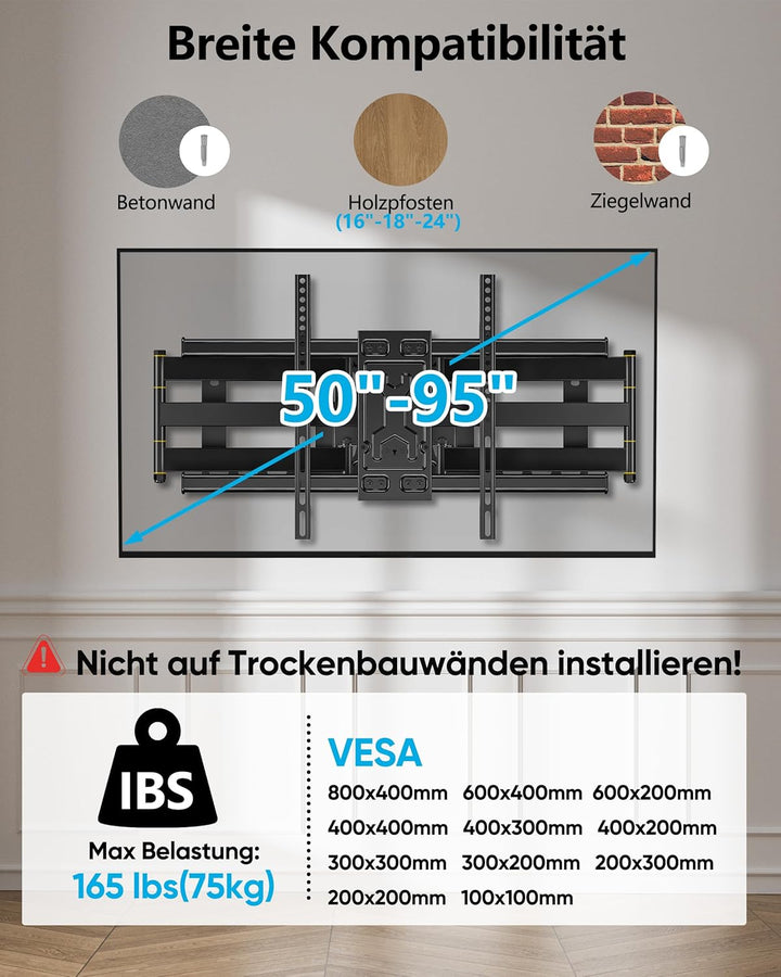 FORGING Mount TV Wandhalterung Halterung mit 6 Starker Arme Schwenkbare Neigbare Vollbewegung Doppel