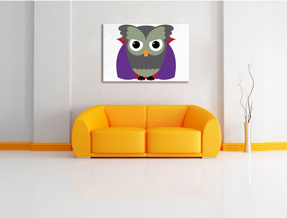 Vampir Eule weiss, Format: 100x70 auf Leinwand, XXL riesige Bilder fertig gerahmt mit Keilrahmen, Ku