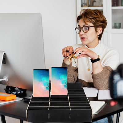 TOPBATHY Handy-Aufbewahrungsbox 30-Fächer- -Handy-Desktop-Organizer Telefonmanagement-Aufbewahrung M