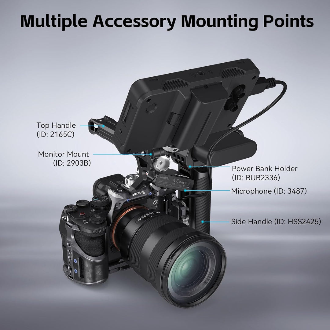SMALLRIG Cage Kit mit Kabelklemme für Sony Alpha 7R V/Alpha 7 IV/Alpha 7S III, Kamerakäfig mit Mehre
