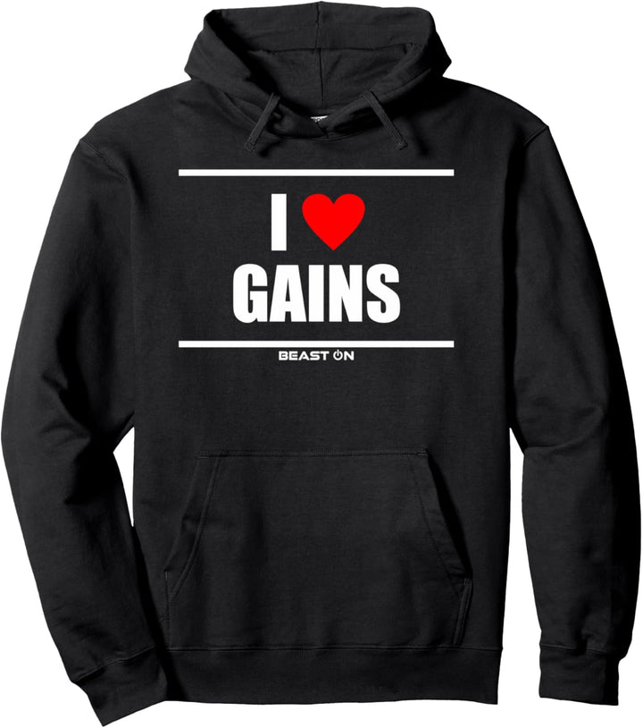 I Love Gains Gym Bodybuilding Gainz Fitness Workout Training Pullover Hoodie