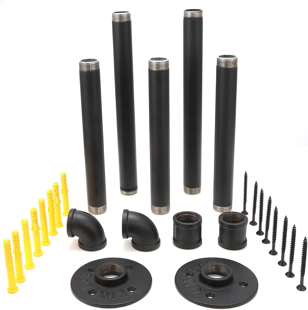 Kleiderstange Wandmontage 70cm, Wand Industrierohr Garderobenstange Metall für Kleiderbügel, Schwarz
