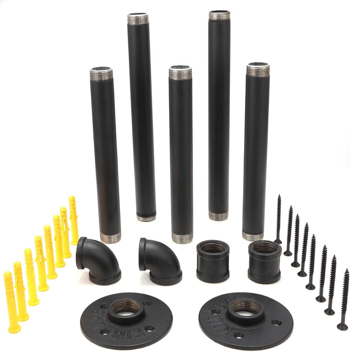 Kleiderstange Wandmontage 70cm, Wand Industrierohr Garderobenstange Metall für Kleiderbügel, Schwarz