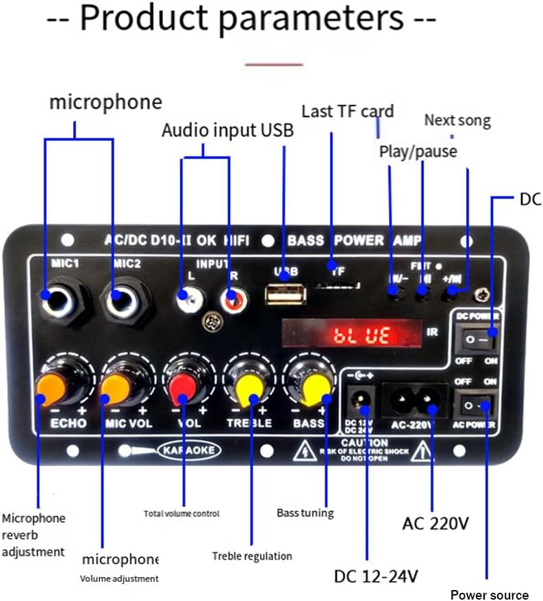 Verstärkerplatine mit Optischem Audio, Bluetooth, AMP, USB, FM-Radio, TF-Player, DIY-Audio-Subwoofer