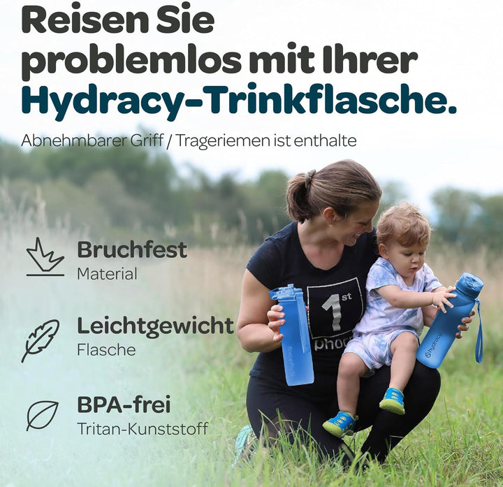 Hydracy Trinkflasche mit Fruchteinsatz - 500ml Wasserflasche - BPA-freie Trinkflasche mit Zeitmarkie