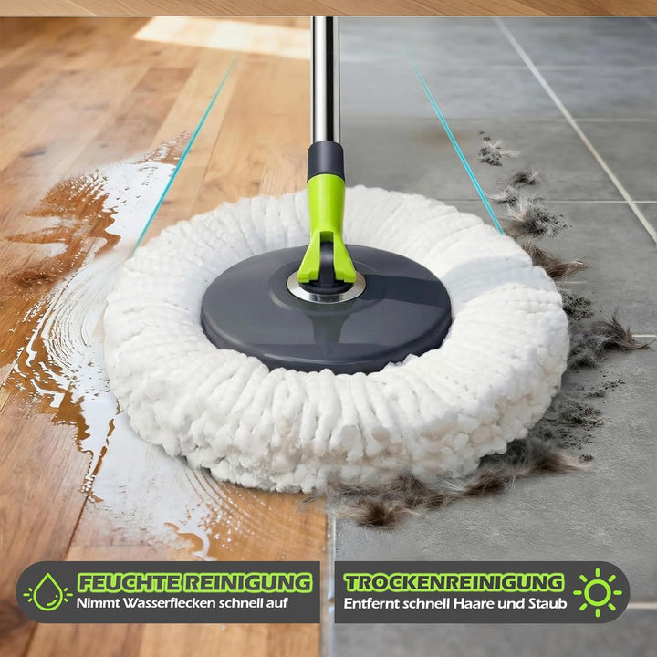 Wischmopp Set mit Eimer, Masthome 2-in-1 Bodenwischer Komplett Set mit 3 Mikrofaser-Pads, Wischmopp