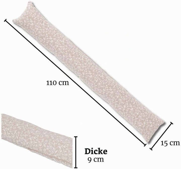 Tiefgang 110 cm lang. gepolsterter und Abnehmbarer Bezug RICCIO Zugluftstopper aus Baumwolle. - Bian