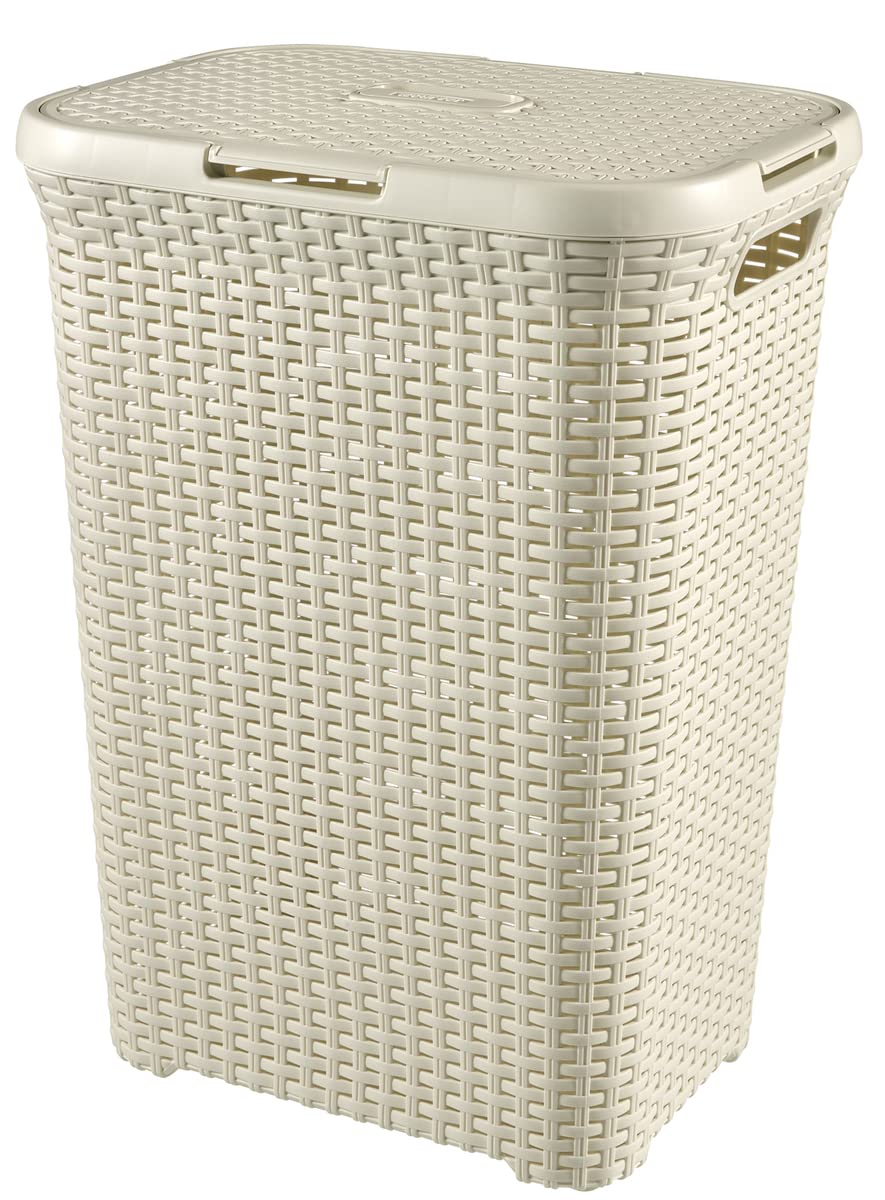CURVER Style 60L Wäschebox, Plastik, Creme, 44.8 x 34.1 x 61.5 cm Einzelbett 44.8 x 34.1 x 61.5 cm,