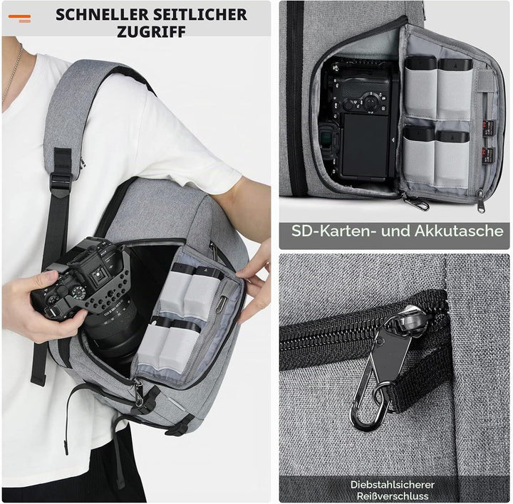 RAINSMORE Kamerarucksack Gross – Kameratasche Spiegelreflex für Fotografen, kamerarucksack mit 14 Zo