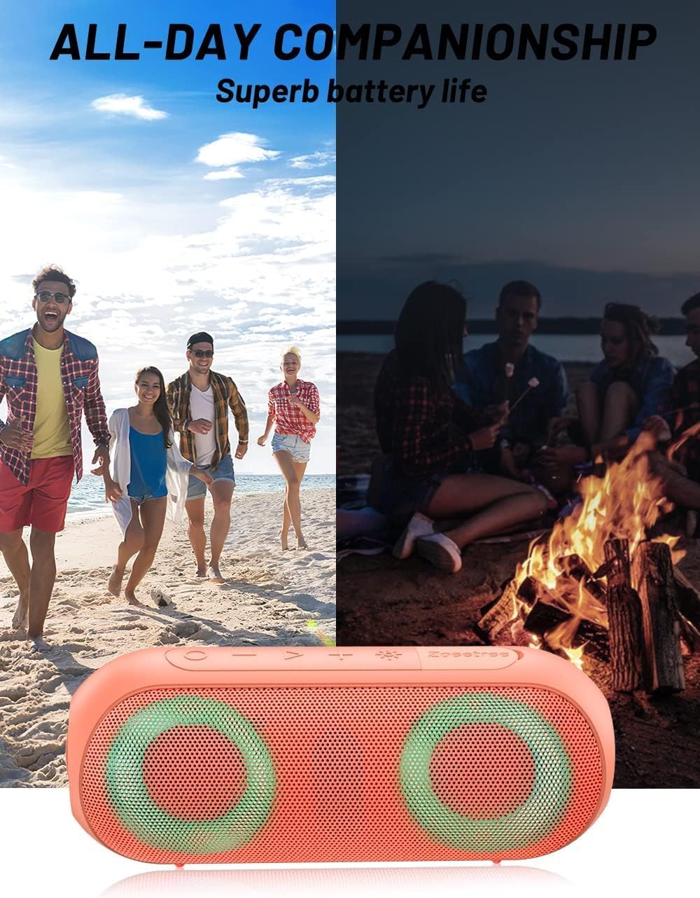 NOTABRICK Bluetooth Speaker, Music Box with RGB LED Light, Portable Wireless Bluetooth Box, 30 W Tru