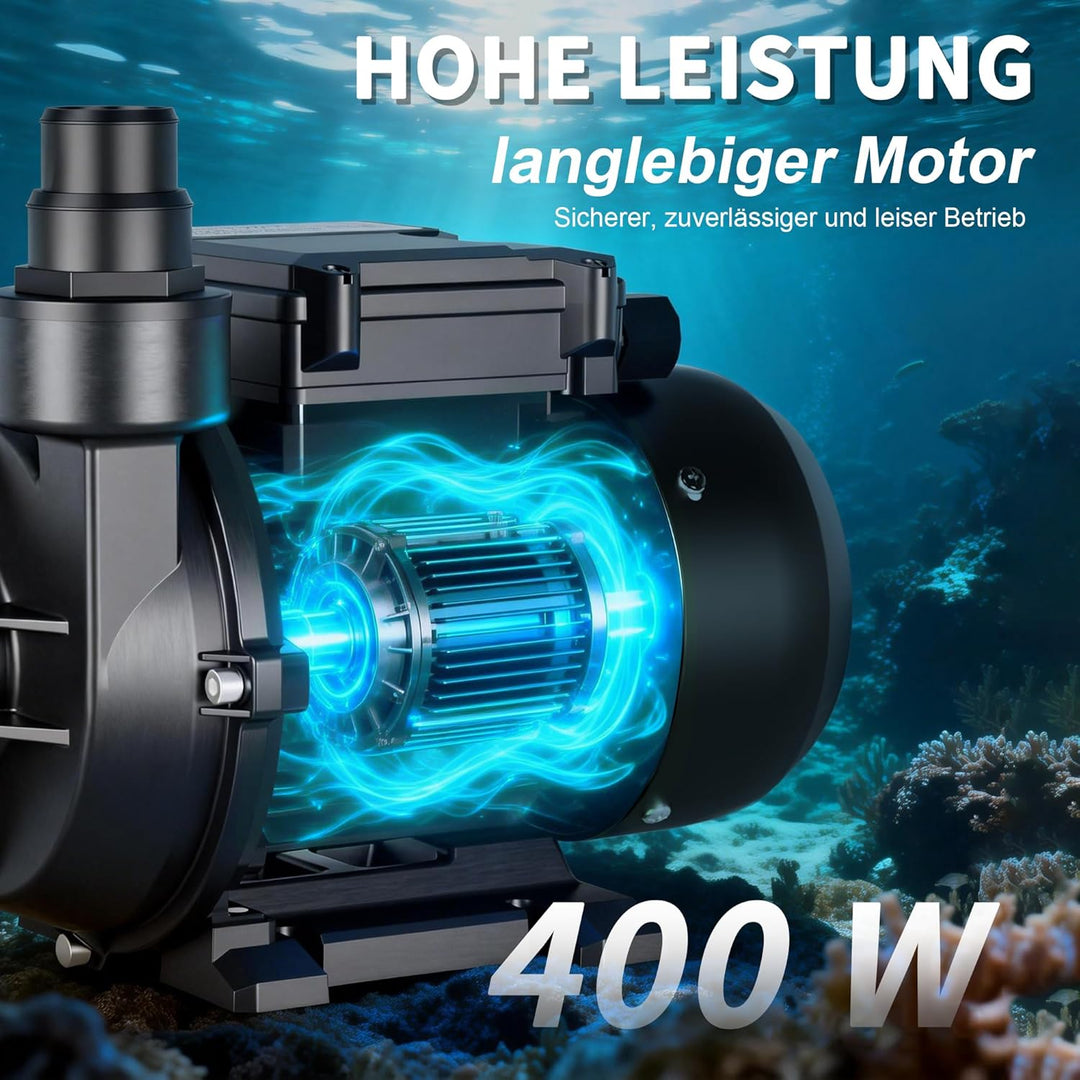 LANCHEZ Poolpumpe 400W, max. Fördermenge 11.500 l/h Pool filterpumpe, max. Förderhöhe 10 m, Schwimmb