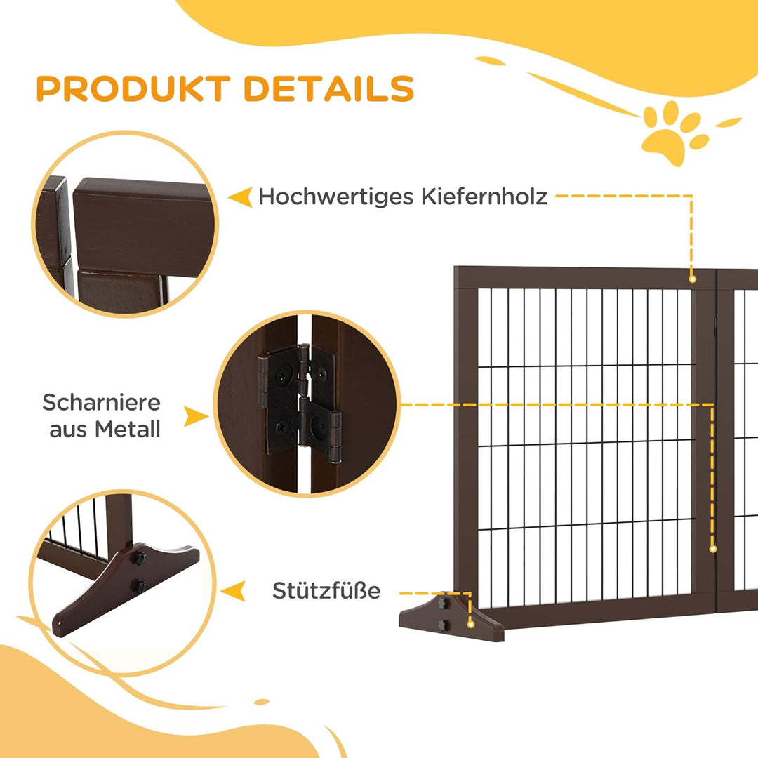 PawHut Absperrgitter für Hunde Schutzgitter Hundegitter mit Stützfüssen Treppengitter Hundeabsperrgi