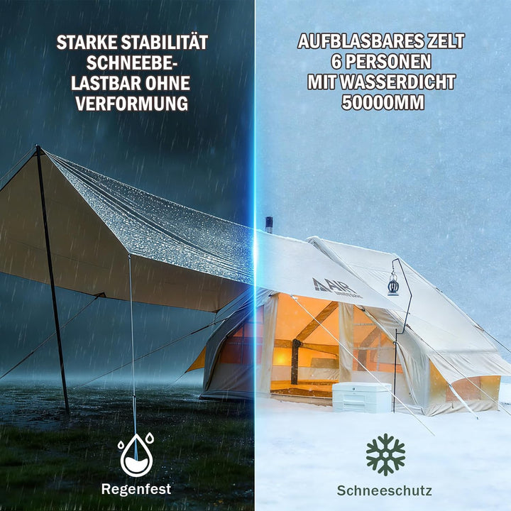 Aufblasbares Zelt 2-10 Personen, Inflatable Tent mit Rauchabzug, Camping Zelt Aufblasbar- 5 Minuten
