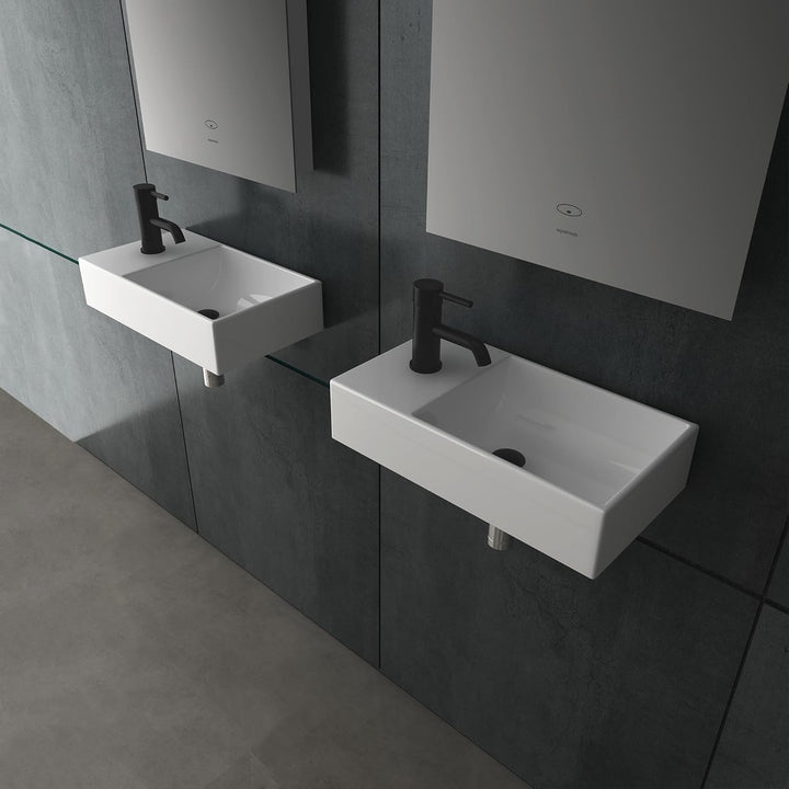 Alpenberger Kleines Waschbecken Eckig | Hängewaschbecken WC | Waschplatz Lösung Klein I Keramik Hand