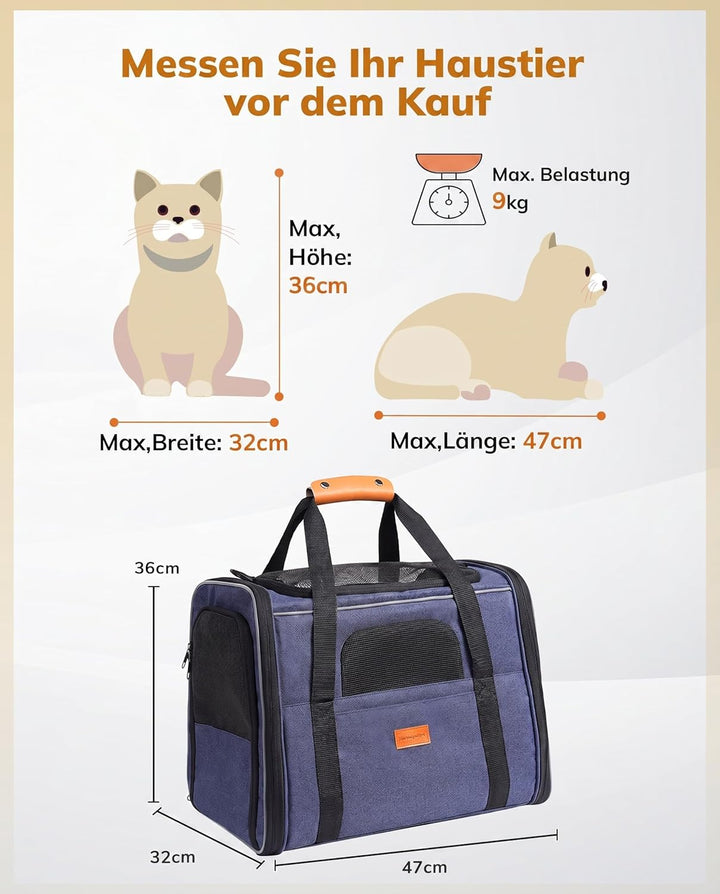 Morpilot Katzentransportbox für grosse Katzen und Welpen Katzenbox Hundetasche mit Sicherheit Reissv
