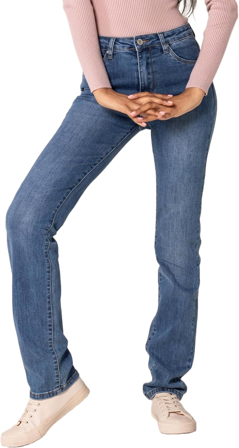Nina Carter P209 Damen High Waist Tall Jeans Straight Leg Jeanshose mit geradem Beinschnitt Used-Loo