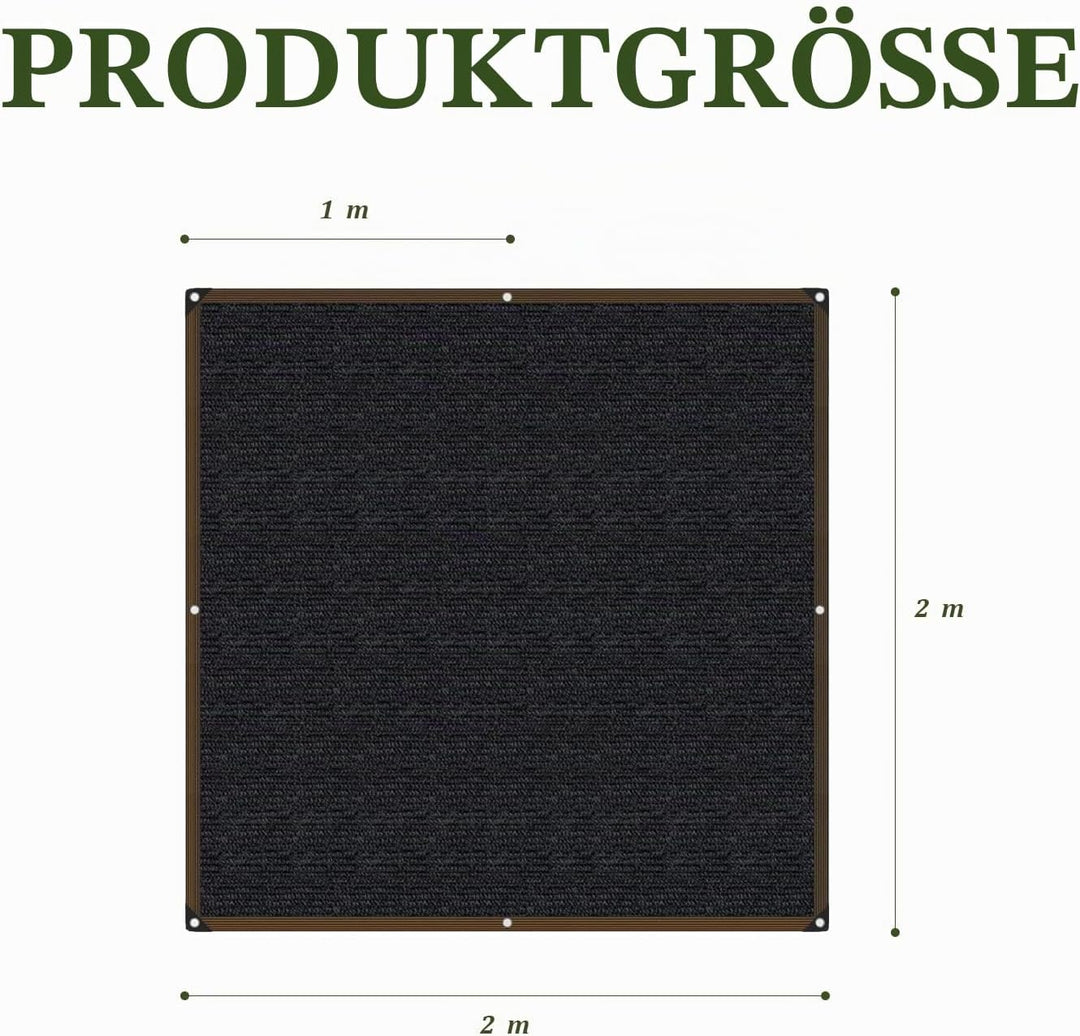 Sonnensegel - 2x2m mit öSen 90% Sonnenschutz Balkon Schwarz Markise Stoff TerrassenüBerdachung Garte