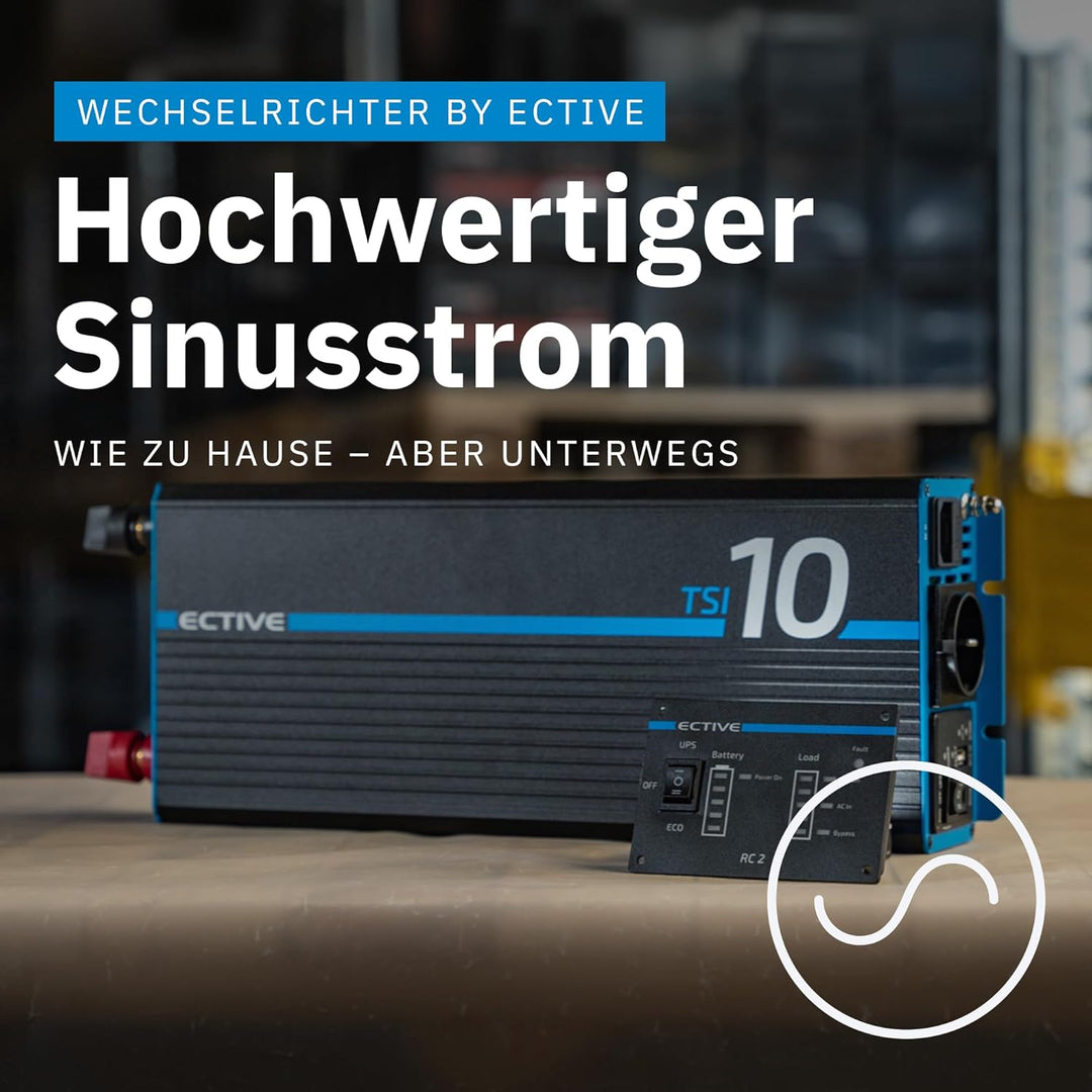 ECTIVE Reiner Sinsus Wechselrichter TSI 10-1000W, USB, 12V auf 230V, Überlastschutz, Überhitzungssch