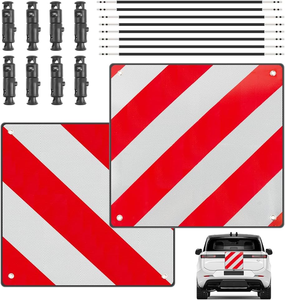 2 in 1 Warntafel Italien und Spanien, 50 x 50 cm W-arntafel Fahrradträger aus Aluminium Warnschild I