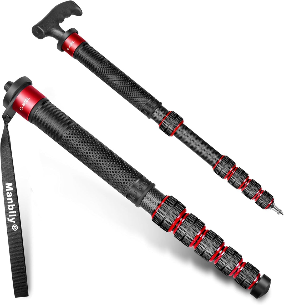 Manbily 32mm Einbeinstativ Carbon für Kameras 44cm-174cm Kohlefaser Monopod Stativ DSLR Reise-Einbei