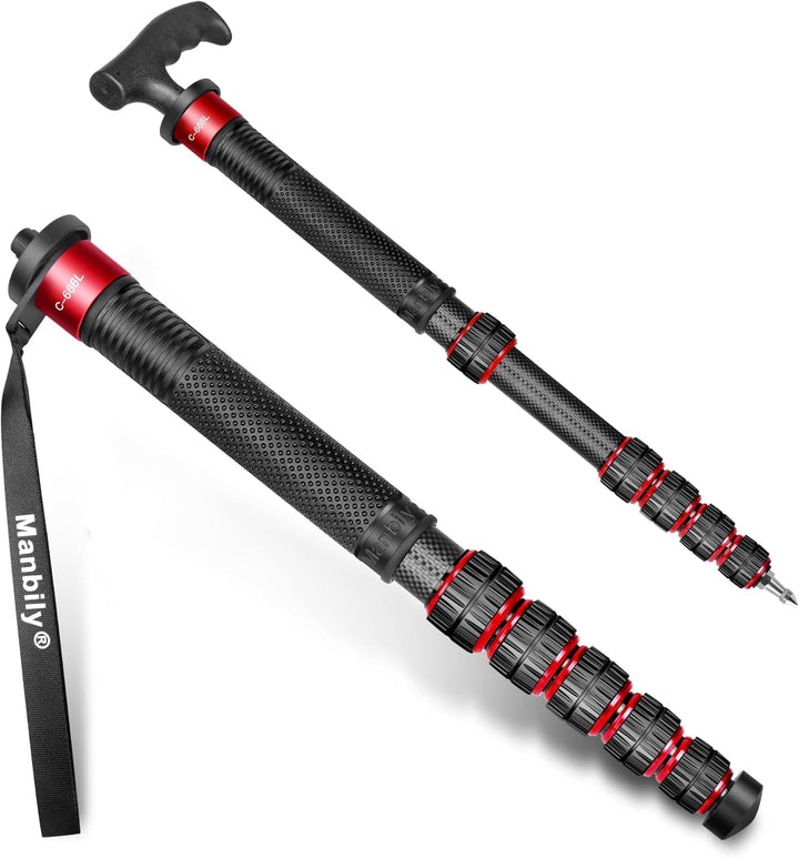 Manbily 32mm Einbeinstativ Carbon für Kameras 44cm-174cm Kohlefaser Monopod Stativ DSLR Reise-Einbei