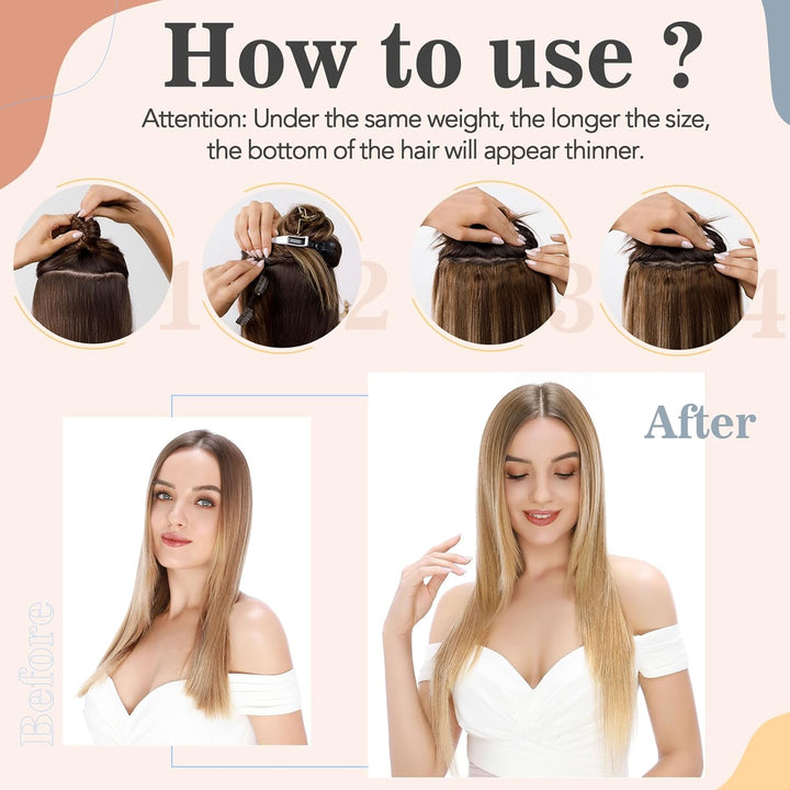 S-noilite Clip In Extensions Echthaar Dunkelbraun Real human hair 1 pieces 5 clips Haarverlängerunge