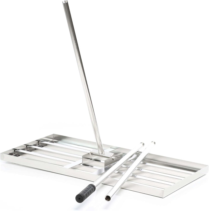 Wiltec Edelstahl Rasenrakel mit Stiel Grösse XL, Flächenebner 26 x 100 x 2,8 cm Unebenheiten im Rase