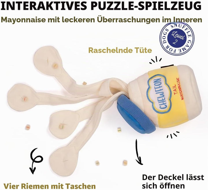 CHEWFFON Hundespielzeug, Interaktives Mayonnaise Jar Puzzle, Schnüffelspielzeug zur geistigen Stimul