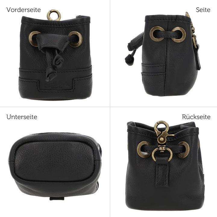 Gusti Leder Leckerlitasche Alaric - Futterbeutel Hund Vierbeiner Schwarz Leder