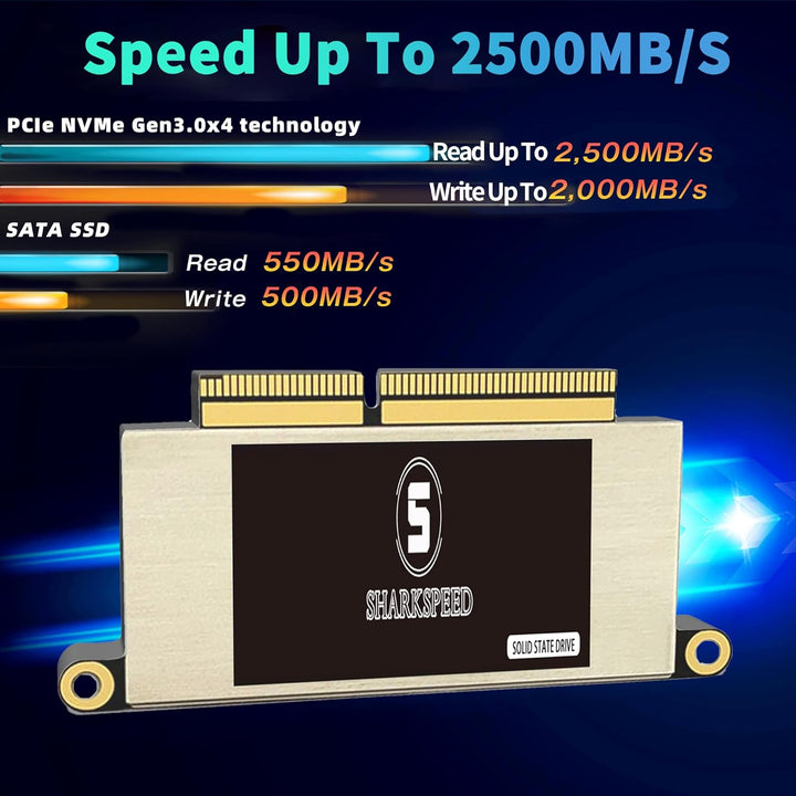 SHARKSPEED SSD 2TB NVMe für MacBook Pro M.2 PCIe Gen3.0x4 3D NAND Festplatte Intern Upgrade für MacB