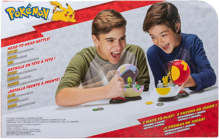 Pokémon PKW3165 - Surprise Attack Game - Pikachu vs. Geckarbor, offizielles Spielset mit Figuren