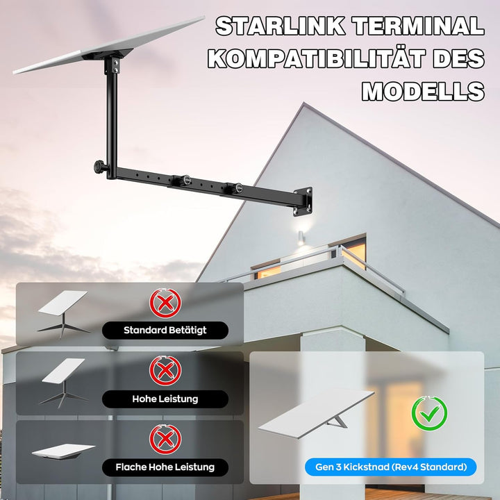 IMAYCC Verlängerungstyp Starlink Gen 3-Halterung Langarmhalter mit Adapter, 360° Verstellbare Robust