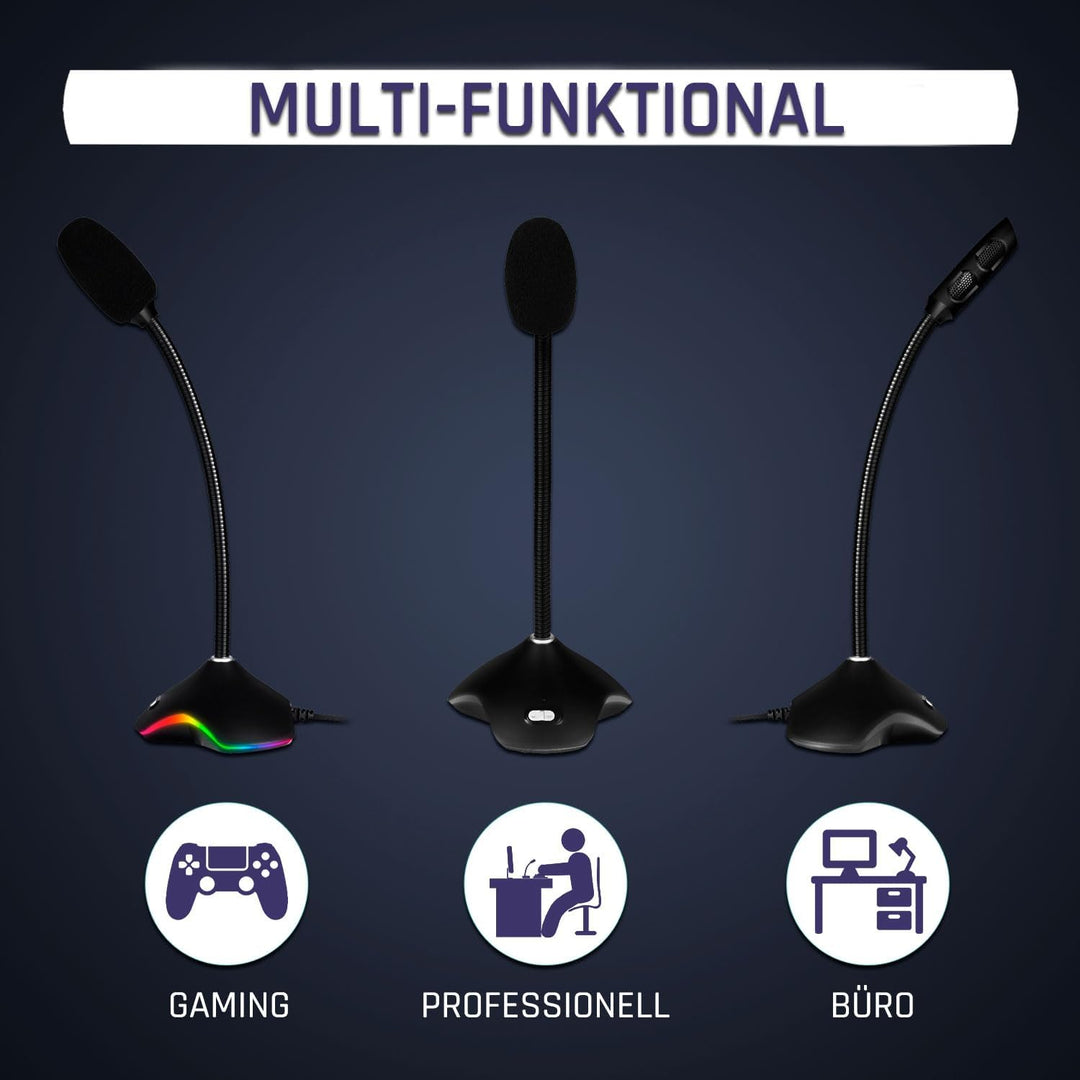 KLIM Rhapsody RGB Mikrofon: PC + USB, Beste Klangqualität, Sprachaufnahmen, Spracherkennung, Streami