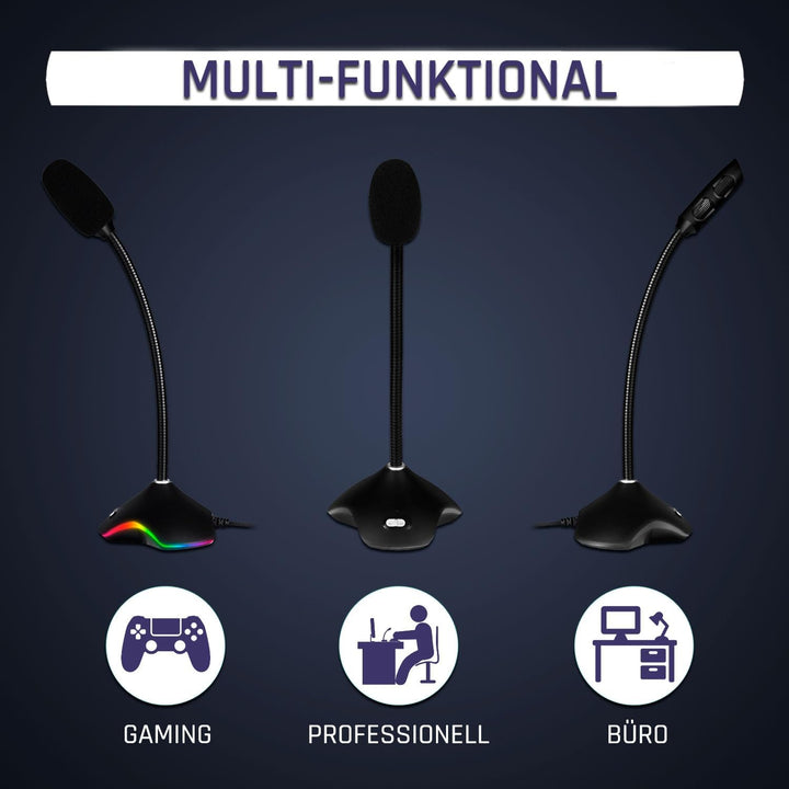 KLIM Rhapsody RGB Mikrofon: PC + USB, Beste Klangqualität, Sprachaufnahmen, Spracherkennung, Streami