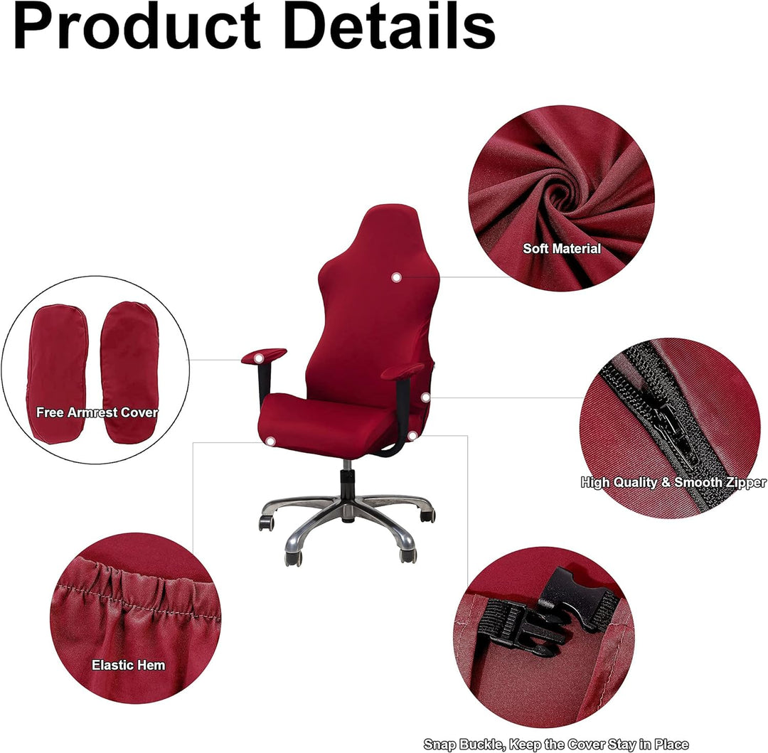 KiKiYe Gaming-Stuhl-Überzug, Stretch-Sitzbezug, für Leder, Computerstuhl, mit Rüschen, Schwarz, Einh
