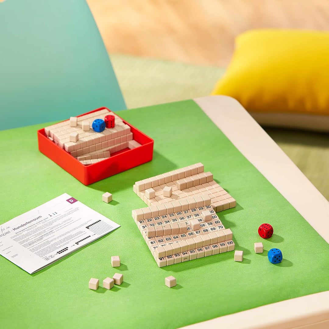 WISSNER® Mathespiel Hunderterraum aus RE-Wood® - Nachhaltiges Lernspiel für Kinder- Made in Germany