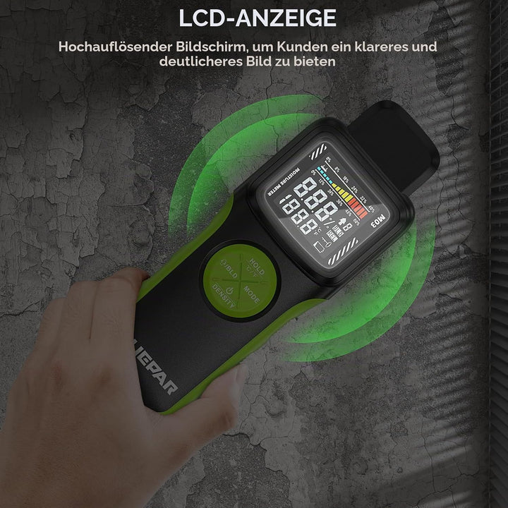 Feuchtigkeitsmessgerät, Huepar Pin &amp; Pinless Feuchtigkeitsmesser Detector für Holz oder Baustoff, Fe