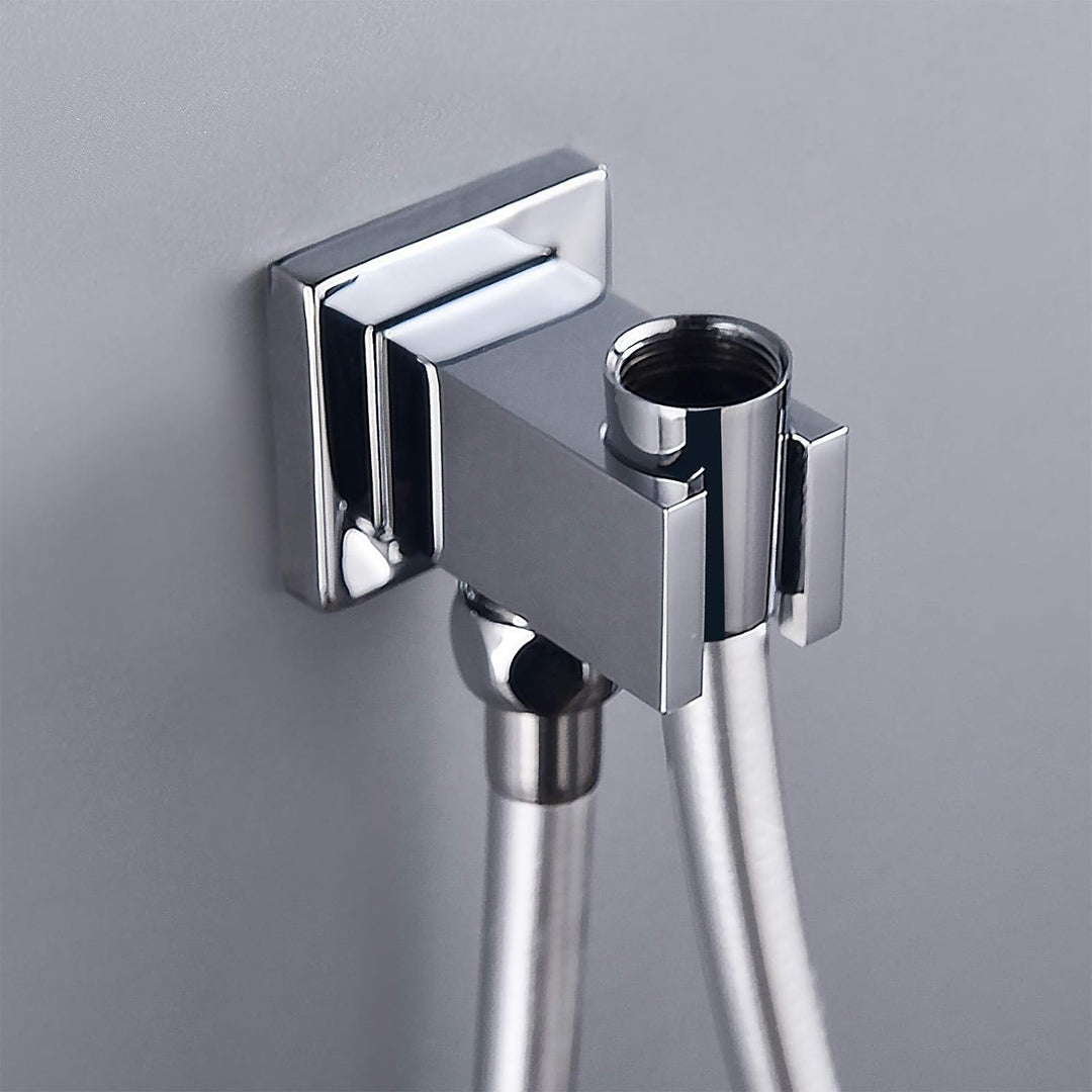 Chrom Schlauchanschluss mit Brausehalter, Keymark Messing Square Wandanschlussbogen 1/2 Zoll, Brause