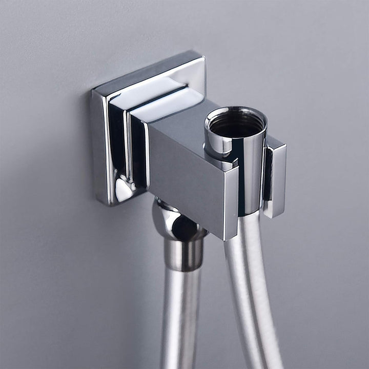 Chrom Schlauchanschluss mit Brausehalter, Keymark Messing Square Wandanschlussbogen 1/2 Zoll, Brause