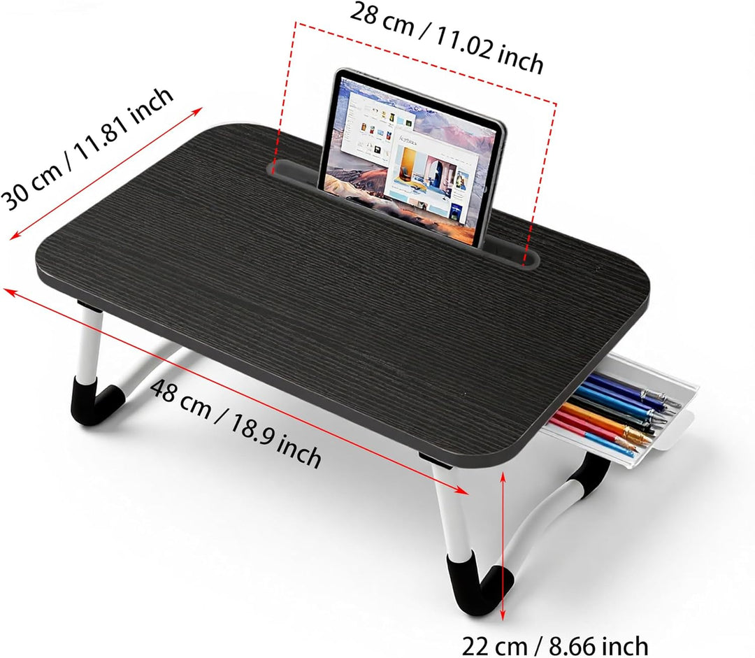 Small Laptop Bett Schreibtisch, Laptoptisch 48 × 30 cm für Frühstück im Bett, Arbeit, Homeoffice, La