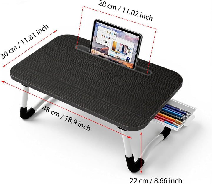 Small Laptop Bett Schreibtisch, Laptoptisch 48 × 30 cm für Frühstück im Bett, Arbeit, Homeoffice, La