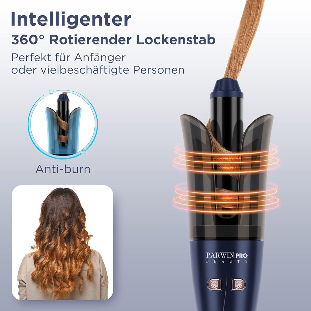 PARWIN PRO BEAUTY Lockenstab Automatisch 32mm mit Keramikbeschichtung, Dualspannung 100-240V, 4 Eins