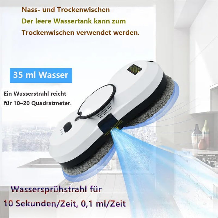 Fensterputzroboter mit Sprühfunktion, 5600 Pa Elektrischer Fensterreiniger, 3 Reinigungsmodi, Smart