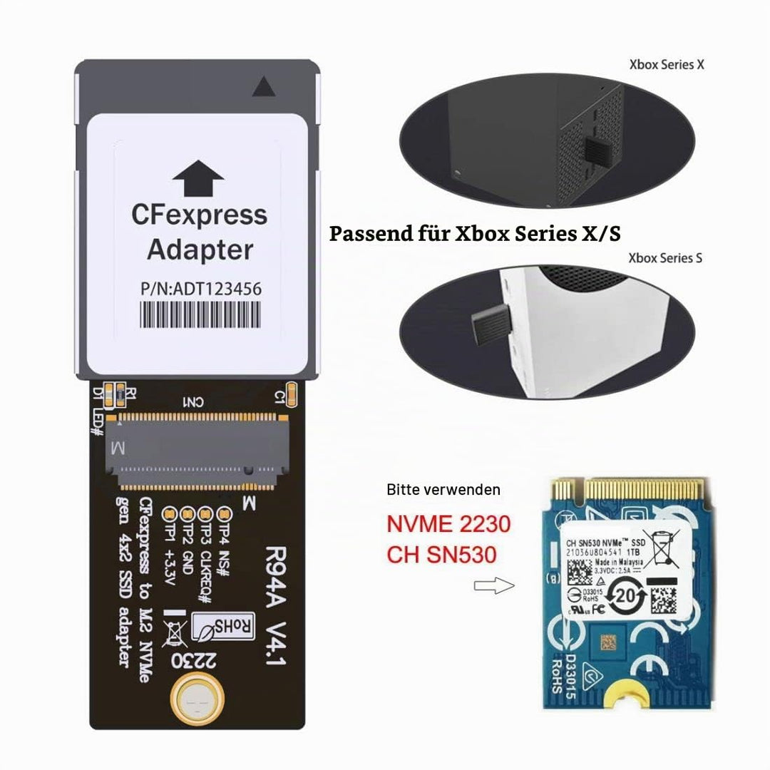 CY NVMe M.2 M-Key SSD 2230 auf CF-Express Type-B Adapter für Xbox Serie X&amp;S CH SN530 SSD PCIe4.0 Erw