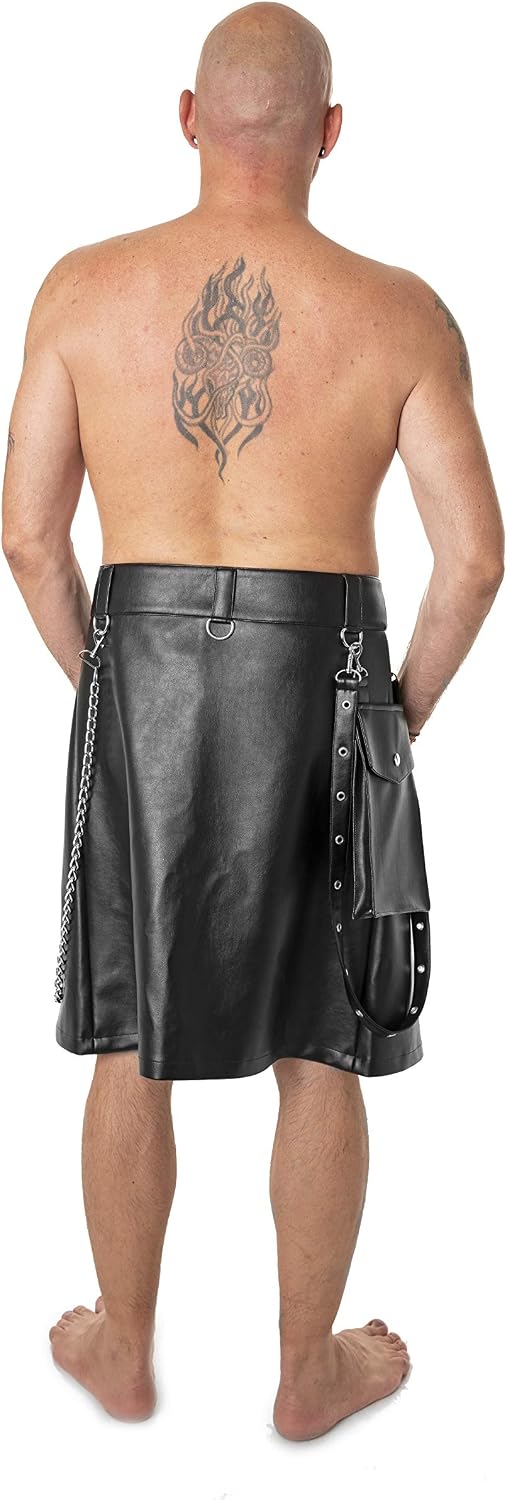 The Black Rose - Herrenrock aus veganem Leder - Model Mason - Kurz - Herrenrock, martialisch, streng