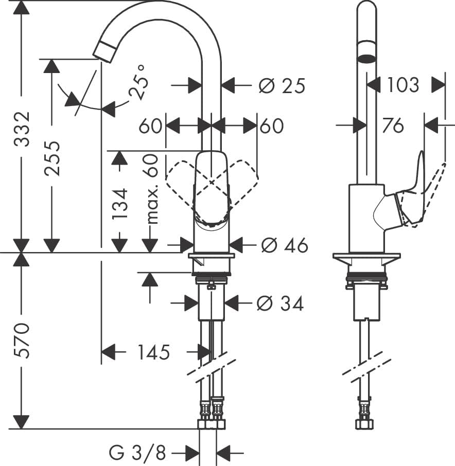 hansgrohe Logis Einhebel-Küchenarmatur, Komfort-Höhe 260mm, Chrom Chrom Auslaufhöhe 260mm mit Schwen