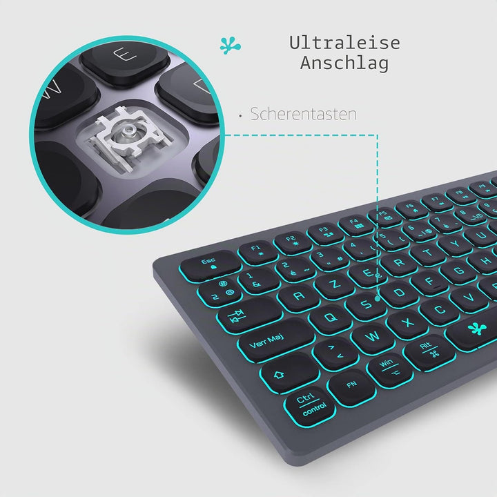 B.FRIENDIT Tastatur mit Hintergrundbeleuchtung, kabelgebunden, Slim – mit Aluminiumgehäuse, Ziffernb