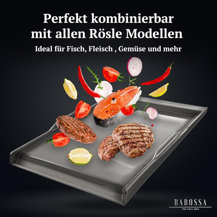 BABOSSA Plancha 2.0 – Grillplatte Edelstahl Medium 30 x 40 cm – Premium Griddleplatte für Gas und Ko