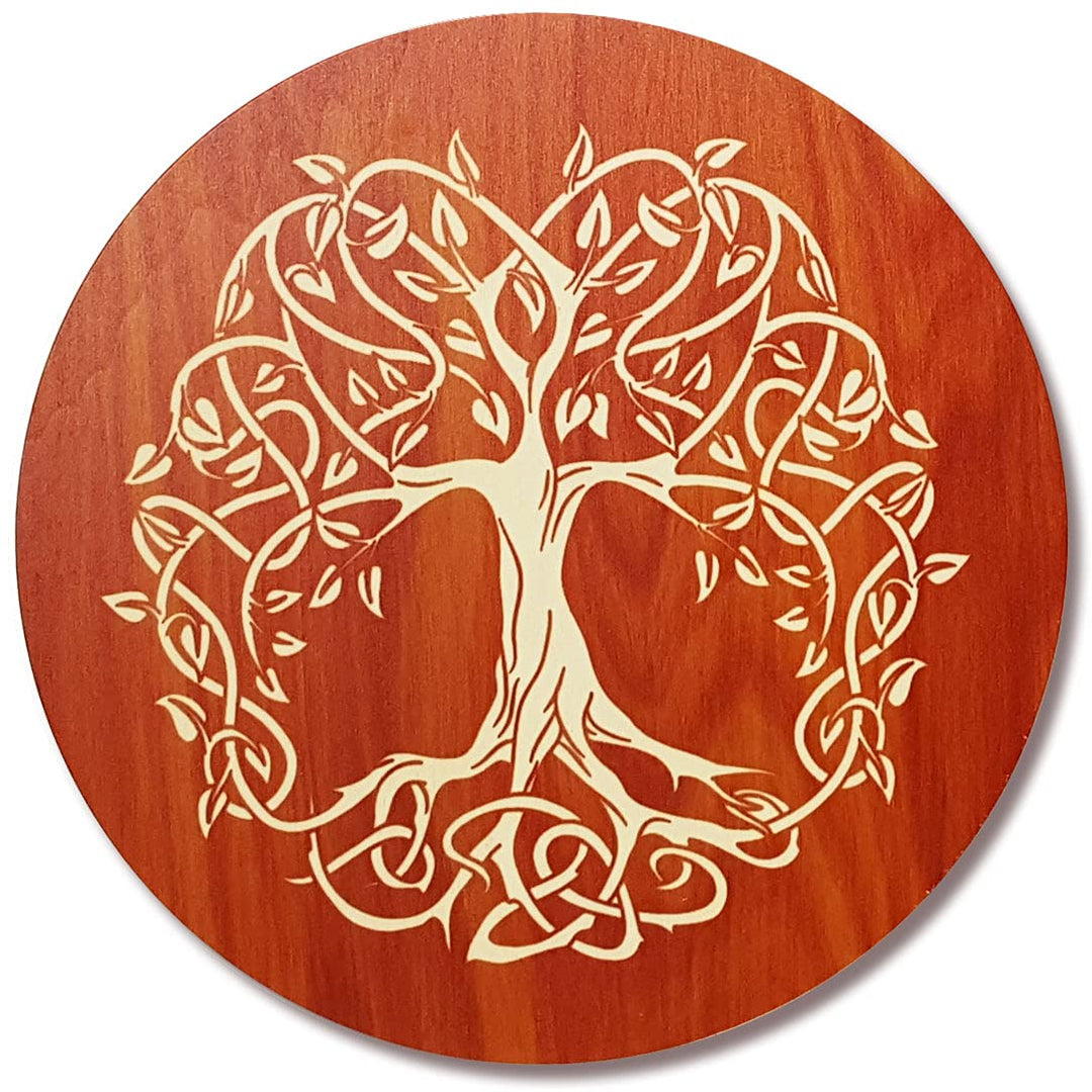 Kunst und Glas BAUM DES LEBENS aus Holz Deko gross Ø 40cm · Wanddeko Lebensbaum nachhaltig aus Natur