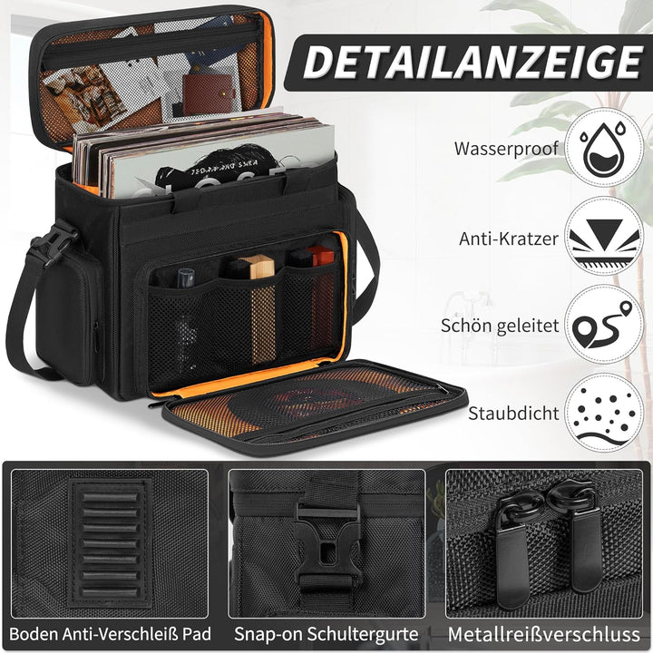 OUUTMEE Vinyl Tragetasche für Schallplatten,Wasserfeste Aufbewahrungstasche für Schallplatten für 7/